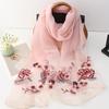 Шелково-шерстяной шарф на четыре сезона женский хиджаб пашмина шали накидка бандана одеяло цветочная пашмина вышивка шарфы фулард женский