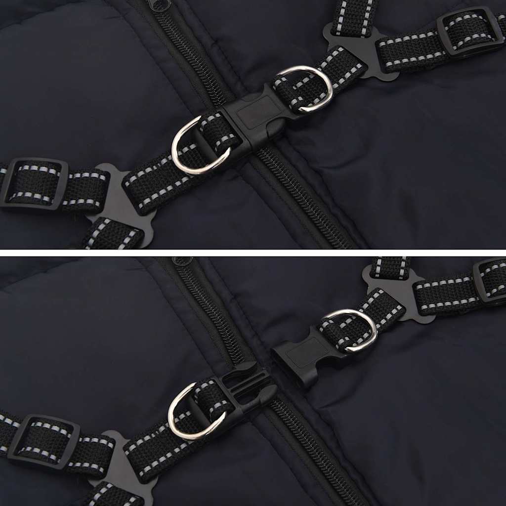 Dog Raincoat Harness Waterproof & Reflective Navy Blue Size L48