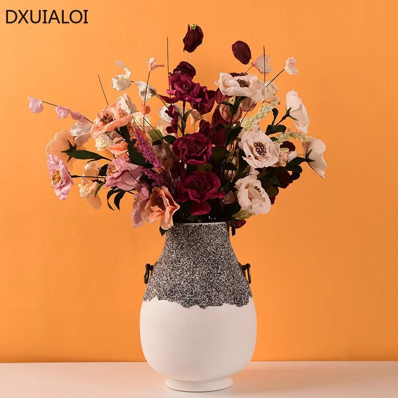 DXUAILOI Nordic Pure ручная работа, матовая керамическая ваза, украшения, глазурованная ваза для цветочной композиции в гостиной, украшение для дома