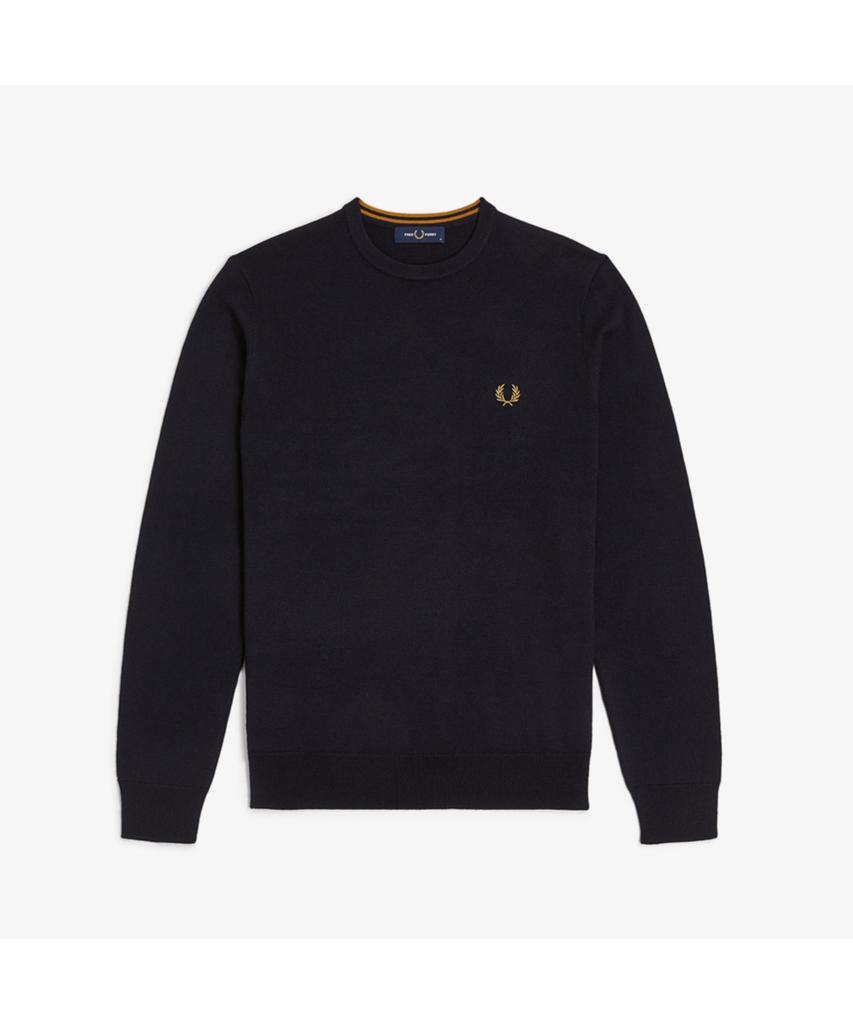 Fred Perry [Baseline] Классический джемпер с круглым вырезом из мериносовой шерсти - Темно-синий Afpm2439601-795