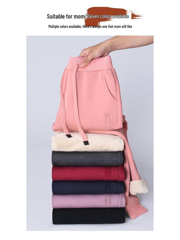 Женские флисовые спортивные штаны GAGN темно-синего цвета: Плотные, Теплые, Свободный крой «фонарик», Высокая талия, Стройнящие, Спортивные брюки с манжетами