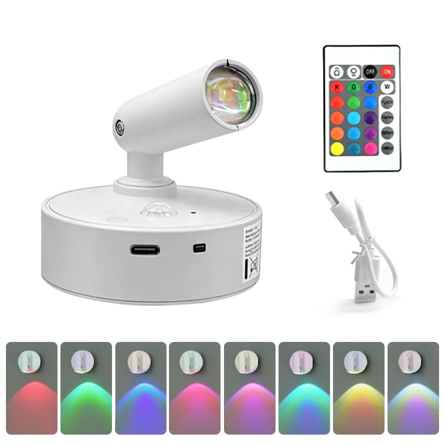 Светодиодный ночник с датчиком движения RGB, перезаряжаемая настенная лампа, магнитный прожектор, сенсорная регулировка яркости, прикроватные лампы для спальни, декор комнаты