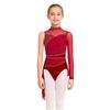 Kids Figure Skating Dress Girls Lyrical Dance Costume Sparkling Rhinestones Leotard with Mesh Skirt for Competition