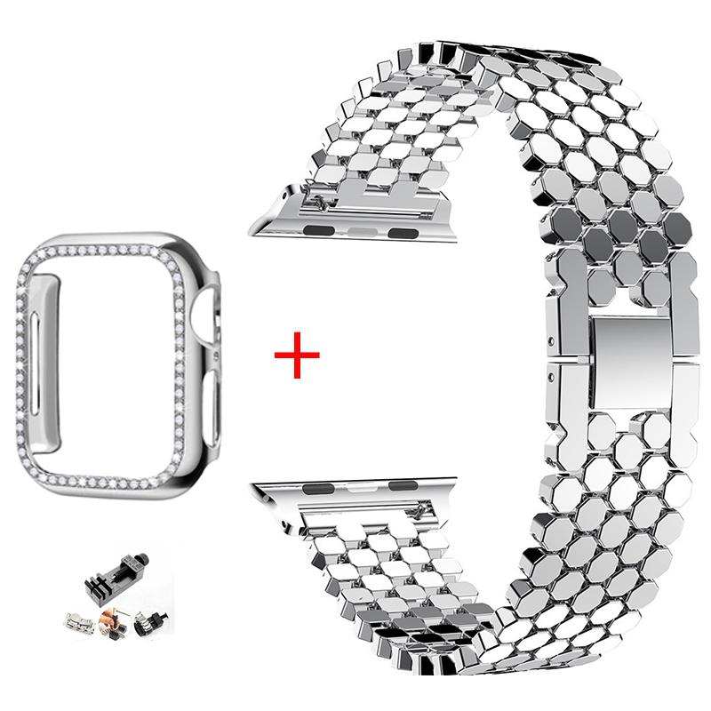Роскошный стальной ремешок-браслет для Apple Watch, ремешок 44 мм, 40 мм, 42 мм, 38 мм, 41 мм, 45 мм для iwatch series7 6 SE 5 4 3 2 1, металлический ремешок для часов