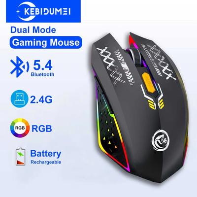 Двухрежимная Bluetooth-мышь 2.4G Беспроводная мышь 6 клавиш Подсветка Перезаряжаемая Игровая мышь 1600DPI Оптическая мышь Для ПК Ноутбука