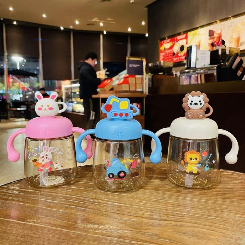 with Straw Baby Drinking Cup Cartoon Toddler Milk Cup Portable Baby Feeding Bottle Baby