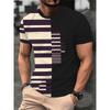 Summer Men's Fashion T Shirt Splicing Printed Colorblocking Casual Slim Short Sleeve T Shirt Outdoor Sports