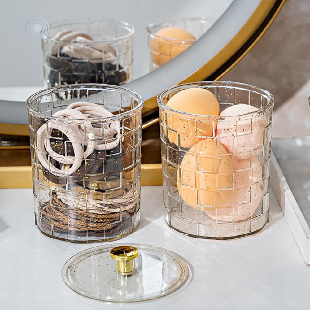 Круглая коробка для хранения ватных палочек с ручкой, пылезащитный прозрачный ПЭТ, современный настольный ватный диск, контейнер для макияжа для лица, органайзер