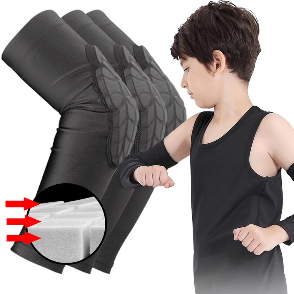 Bracetop 1 Pc Kids/Youth Elbow Pad Honeycomb Compression Sleeve Guard Sports Protective Gear For Basketball, Baseball Volleyball
