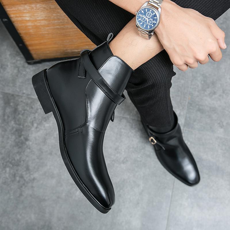 Ботинки мужские повседневные, для улицы, нарядные, увеличивающие рост, ботинки челси, мужская обувь, ретро-мода, универсальные, деловые, повседневные