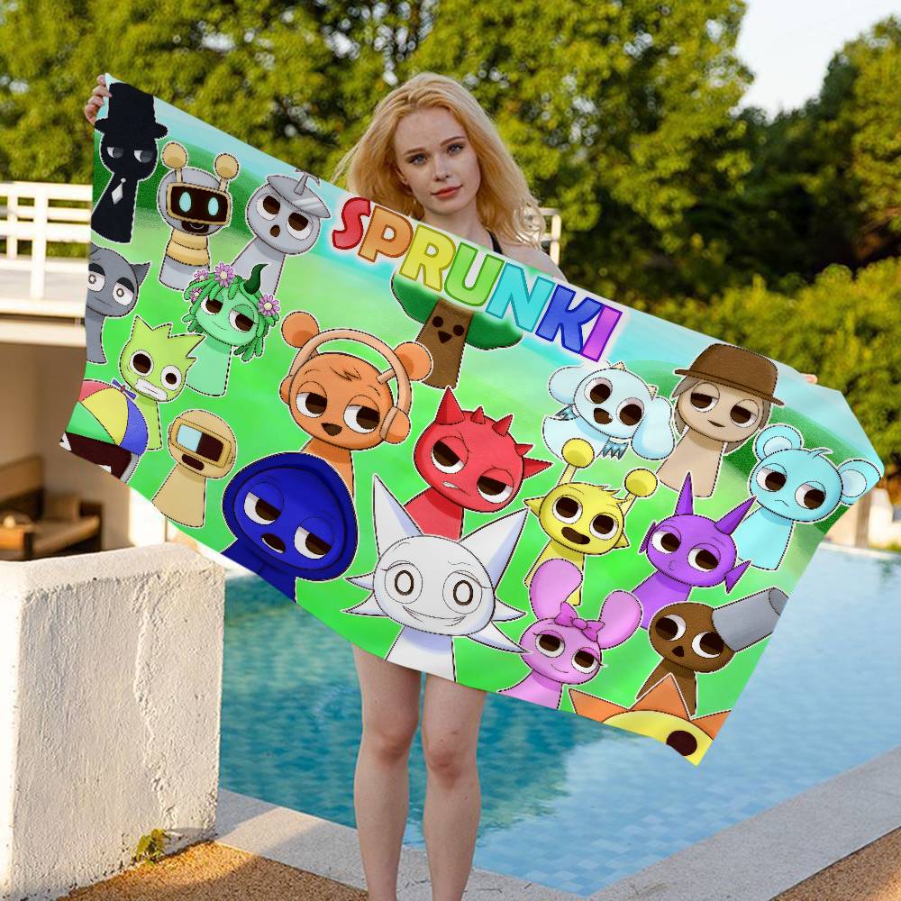 I-Incredibox S-Sprunki Аниме Пляжное Полотенце для Купания Мягкое Впитывающее Мочалка Детские Подарки для Детей Путешествия Кемпинг Спортзал