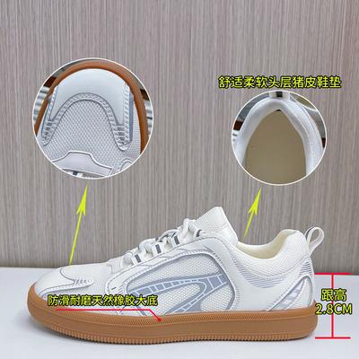 Кожаные туфли на высоком каблуке, немецкие тренировочные туфли женские, лето 2025, новинка, сетчатые дышащие, повседневные универсальные белые туфли, спортивная женская обувь