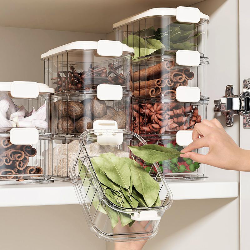1/3/5pcs Spice Storage Box PP Food-grade Material Spice Preservation Box Cabinet Organizer Clear Fruit Spice Sealed Container