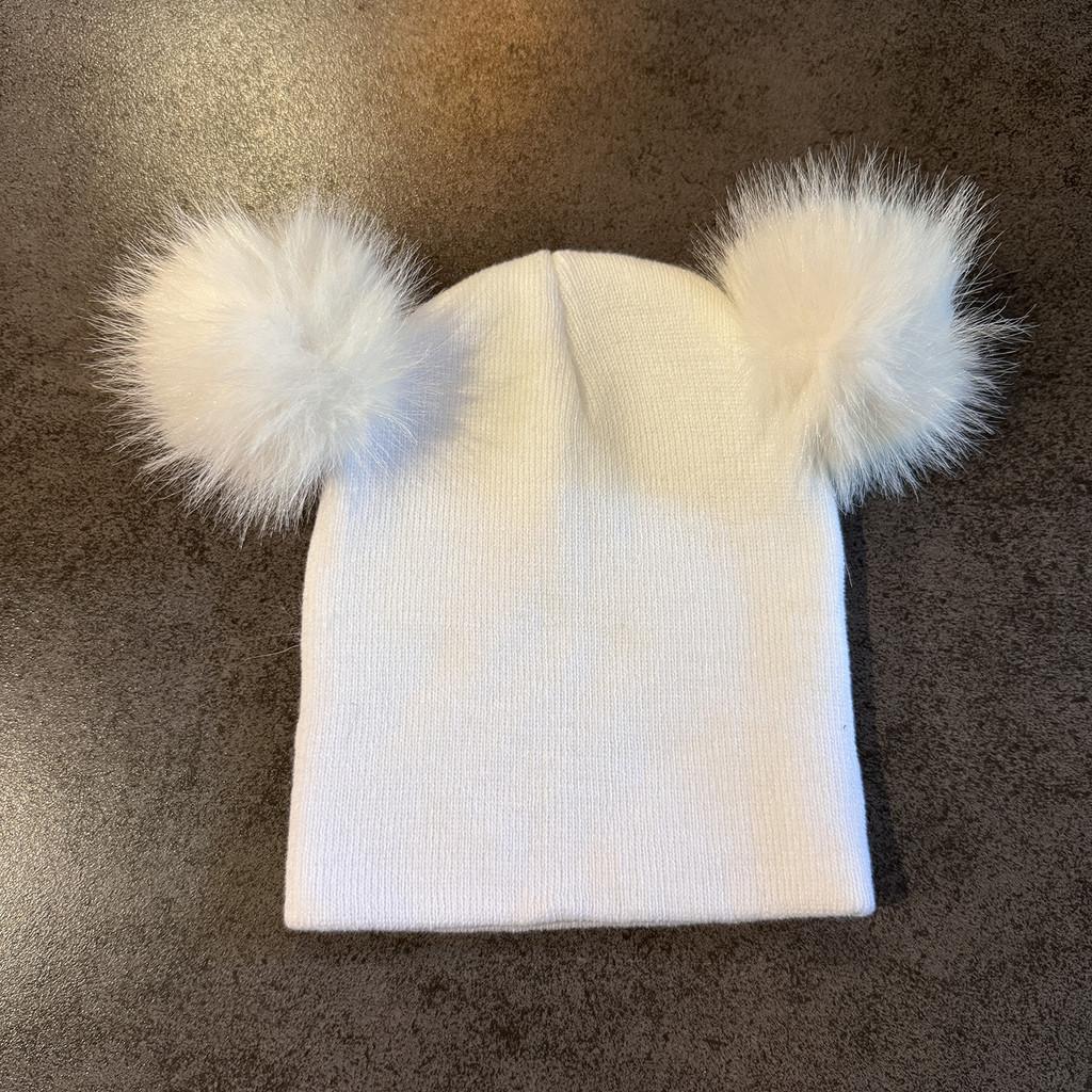 Double Solid Color Ball Knitted Cap Beanie With No Brim For Winter Use Daily