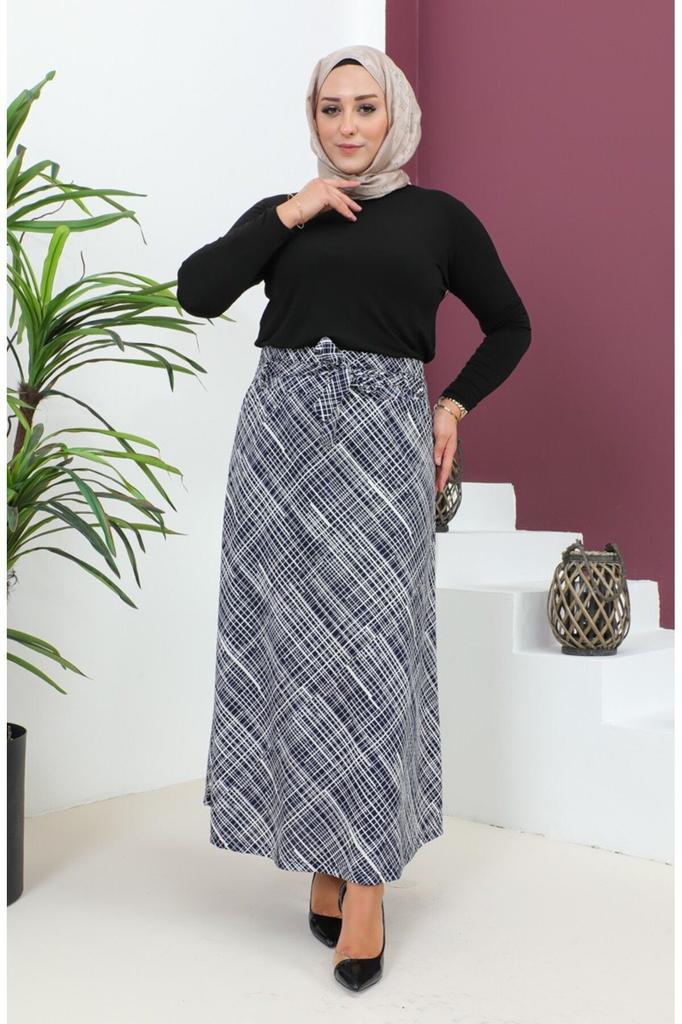 Женская стильная юбка большого размера с рисунком, расклешенная юбка с поясом