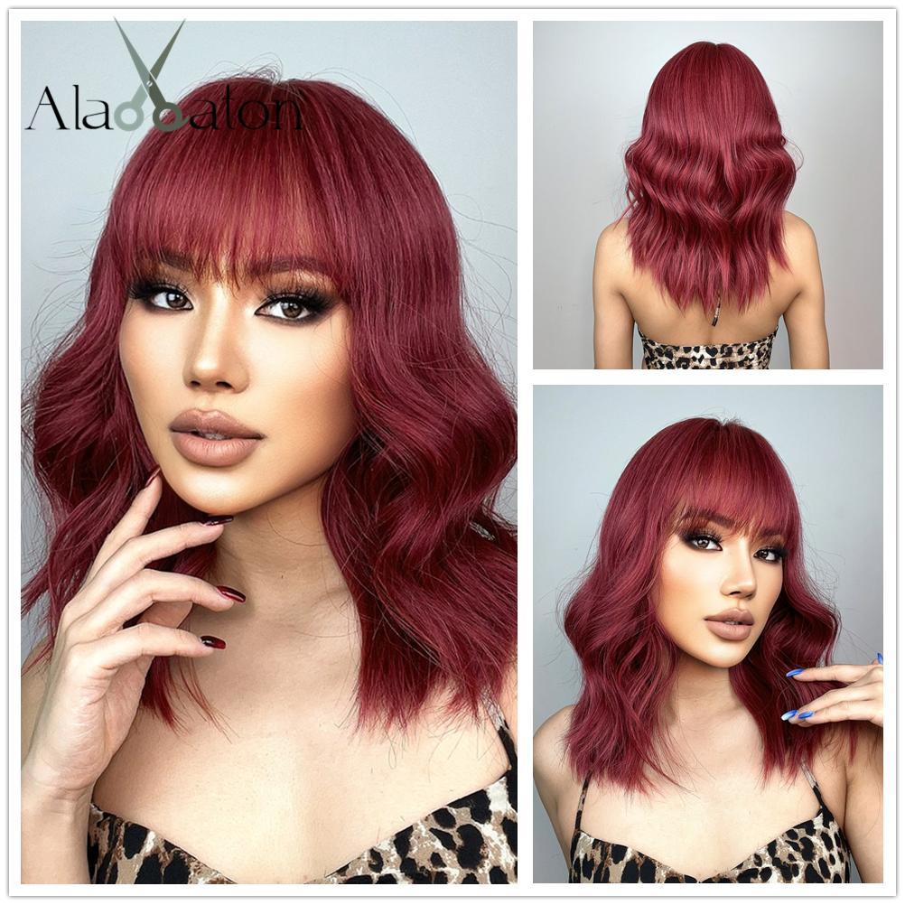 ALAN EATON Short BOB Synthetic WIGS Light Blonde Curly Wig with Bangs for Women Cosplay Daily Party Heat Resistant Fiber Wig