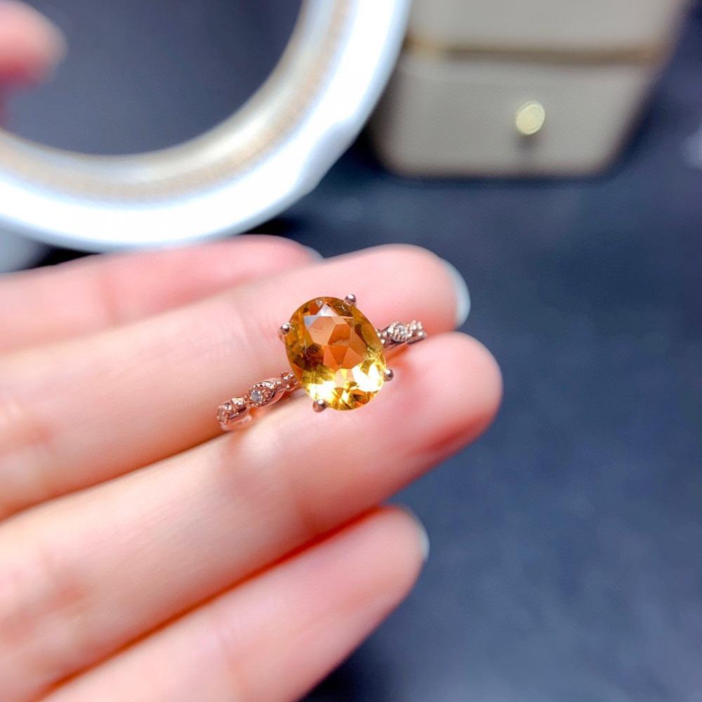 18k Rose Gold Plated Morganite Yellow Diamond Oval Ring for Women Imitation Citrine Elegant Jewelry