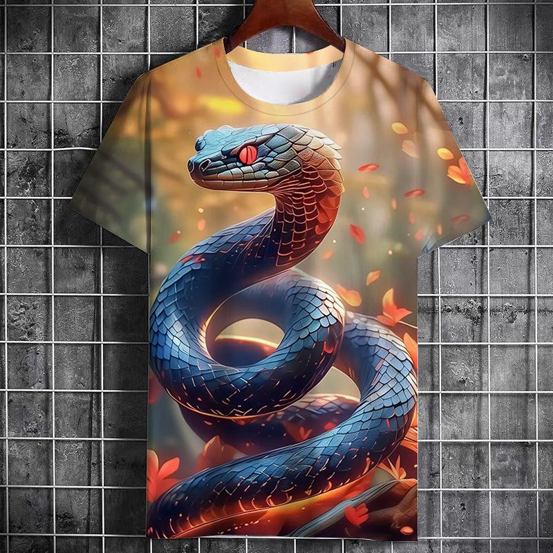 Snake Graphic T-Shirts Animal 3D Print Men Women Short Sleeve T Shirt Streetwear Oversized Harajuku Tees Tops Men's Clothing