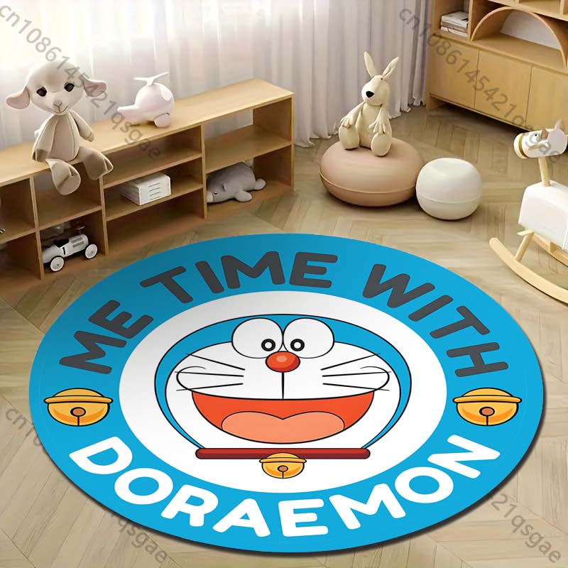 Multiple Sizes Doraemon Cartoon Print Round Carpet for Living Room Bedroom Table and Chair Sofa Home Decor Area Rug Play Mat