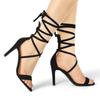 Allegra K Lace-Up Sandals, Open Toe, Stiletto Heel, Women's, Black, Size 25.5cm
