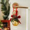 Wreath Christmas Velvet Bow Bell Red Pine Cone Bell Pendant  Home Door Decorations