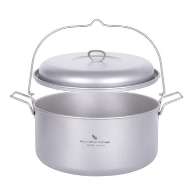 Подвесная кастрюля Boundless Voyage Titanium, большая емкость, сверхлегкая, с крышкой и складной ручкой, походная подвесная кастрюля, плита на открытом огне для улицы