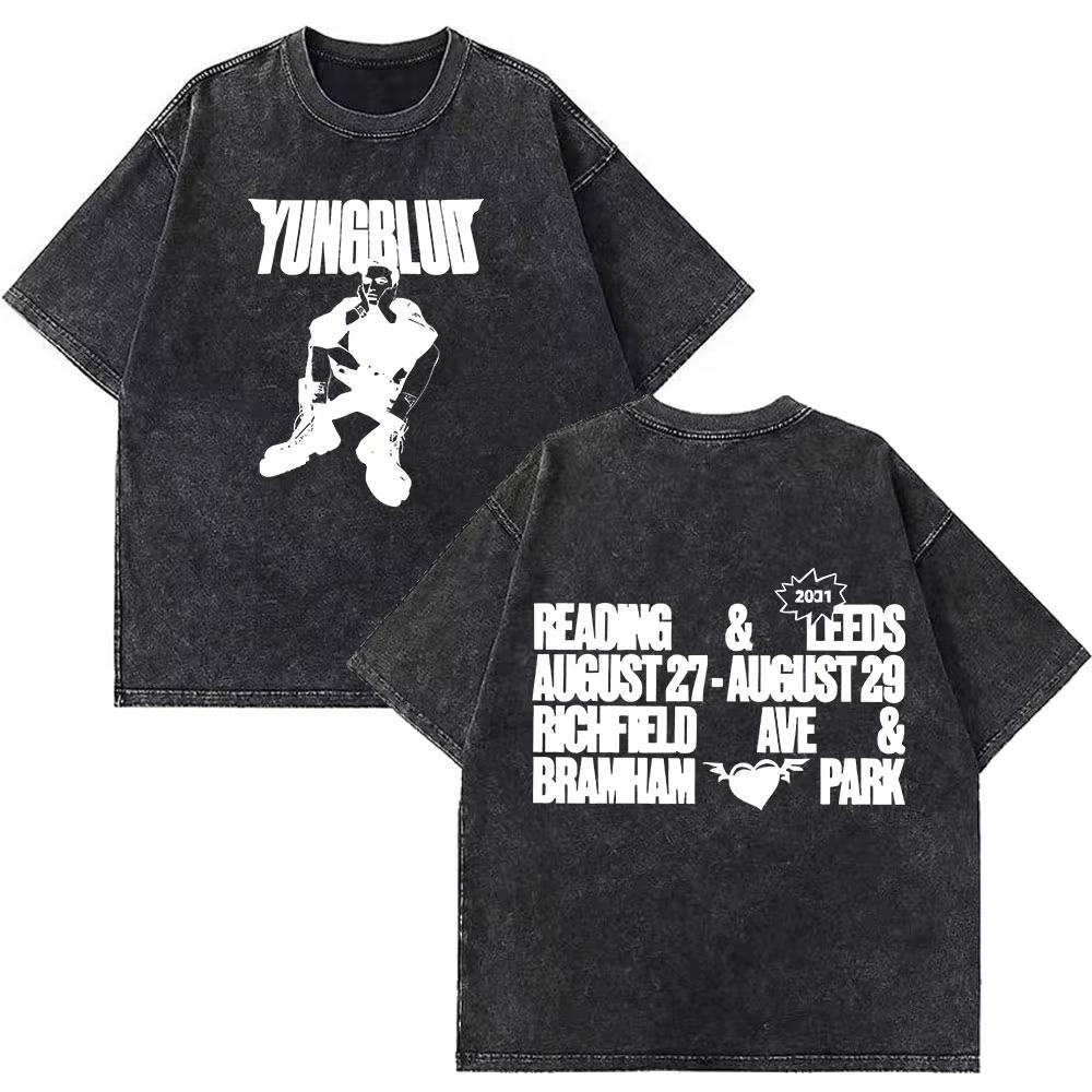 Yungblud IDOLS Мировой Тур Мерч Ретро Стирка Футболка Мужская Женская Хип-Хоп Рок Короткий Рукав Футболки Оверсайз Футболки