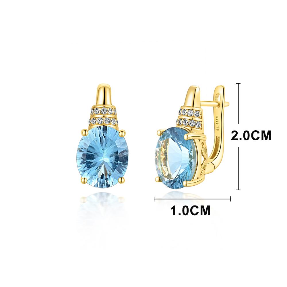 Легкие, роскошные и простые дизайнерские серьги и кольца с застежкой, комплект украшений из натурального небесного топаза, драгоценный камень, ювелирные украшения для женщин и девочек, повседневная одежда и подарки для вечеринок