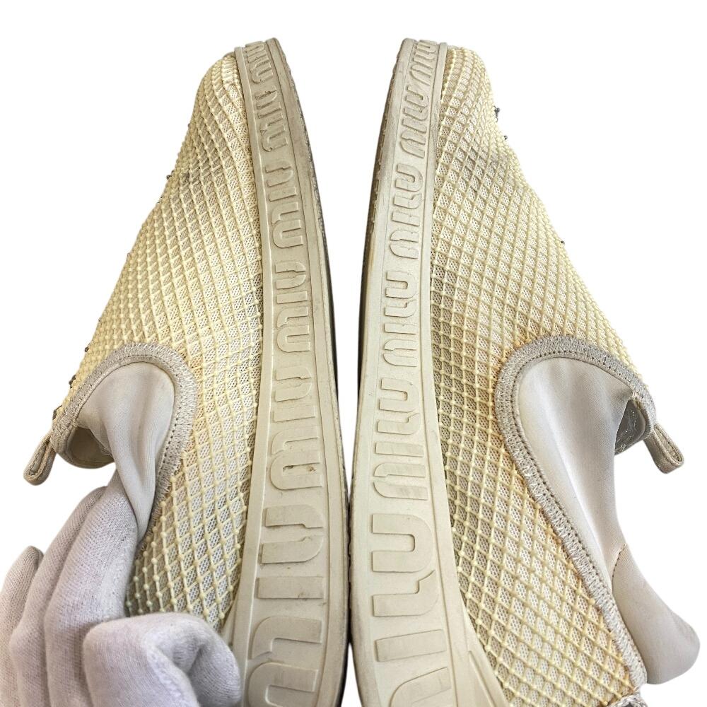 MIUMIU Сетка Bijoux резина Слипоны Слоновая кость резина Женские Б/у