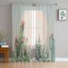 Tropical Plant Cactus Sun Window Treatment Tulle Modern Sheer Curtains for Kitchen Living Room the Bedroom Curtains Decoration