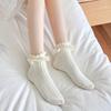 Lolita Style Japanese Kawaii Women Socks Cute Frilly Ruffle Socks Solid White Black Mesh Lace Girls Sweet Harajuku Short Socks