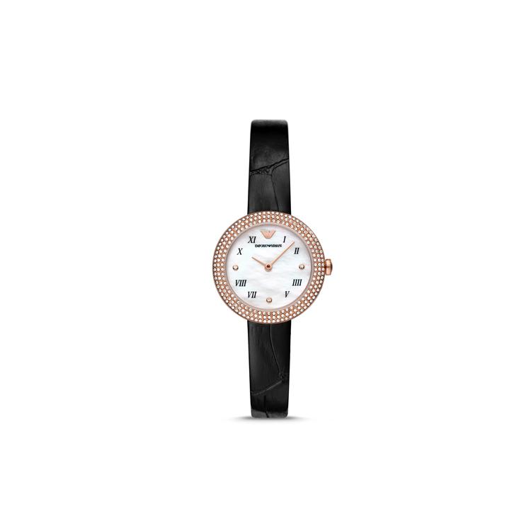 Emporio Armani Коллекция ROSA Наручные часы Кварцевый механизм Ремешок из натуральной кожи 30 мм Белый циферблат Женские часы AR11356