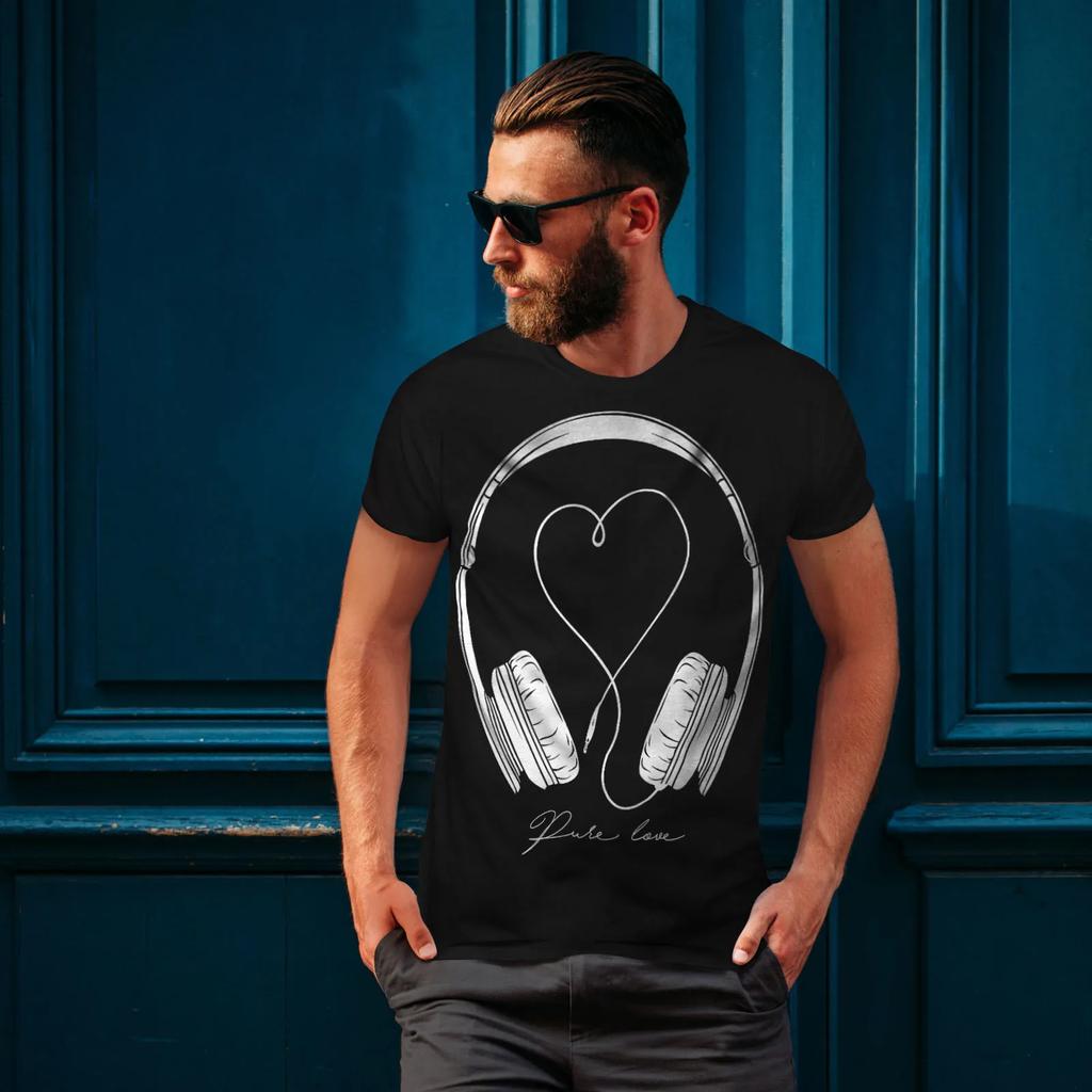Unique Design Headset Graphic Design Printed Music Lover Unisexs TShirt Summer Cotton Short Sleeve ONeck Unisex T Shirt New S3XL