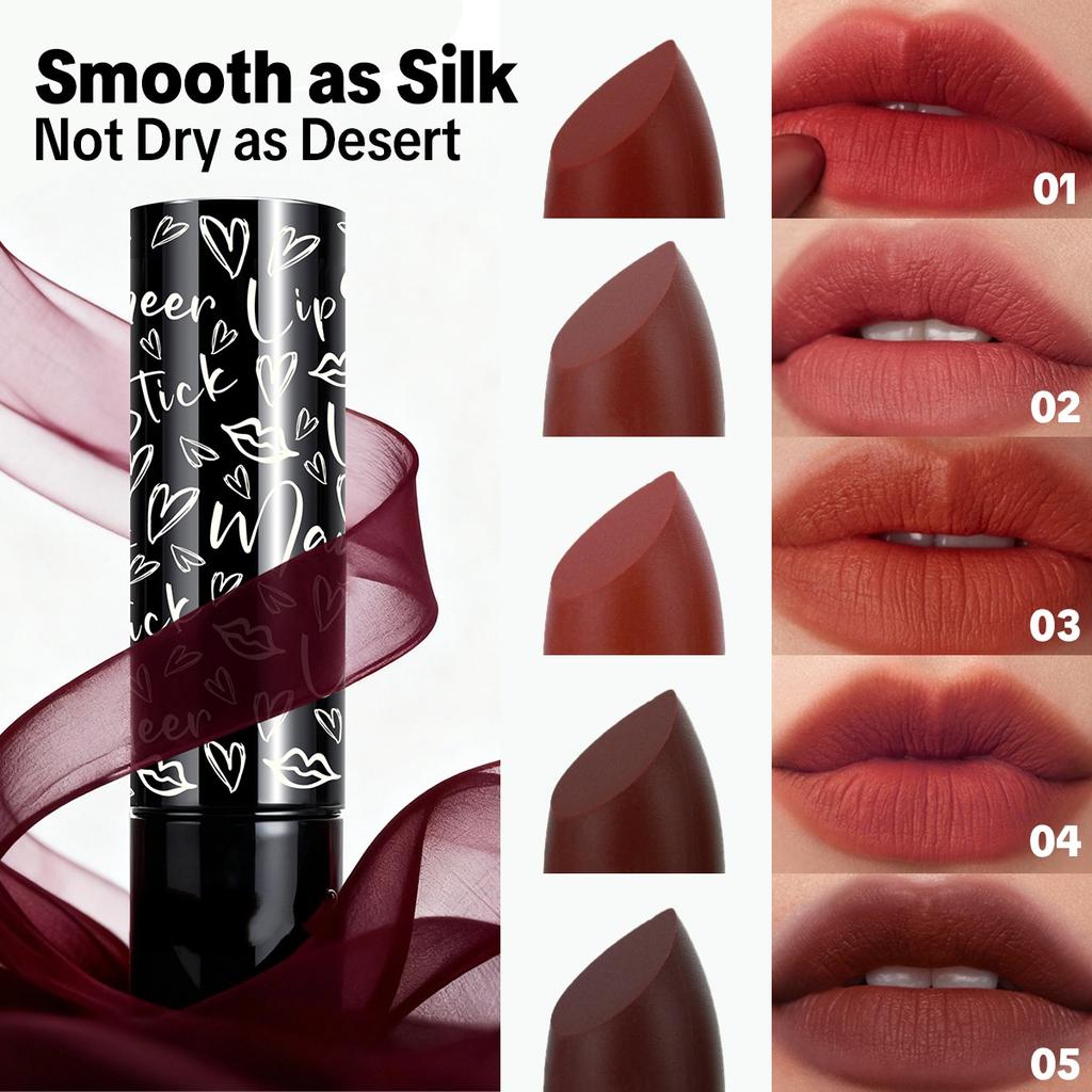 Matte Lipstick, Vibrant Colors, Waterproof and Sweat Resistant, Non Stick to Cups, Ideal Valentine's Day Gift for Girls