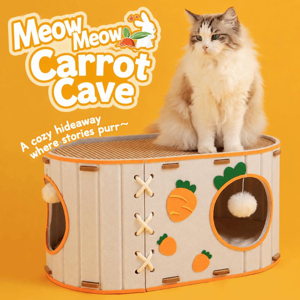 Felt Cat House 2-Story Cat Scratching Board Cute Carrot Cat Bed Pets Under 7kg