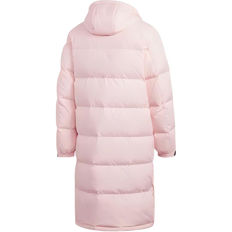 Adidas Уличный длинный пуховик с капюшоном, мужская верхняя одежда, туманно-кораллово-розовый GK0666