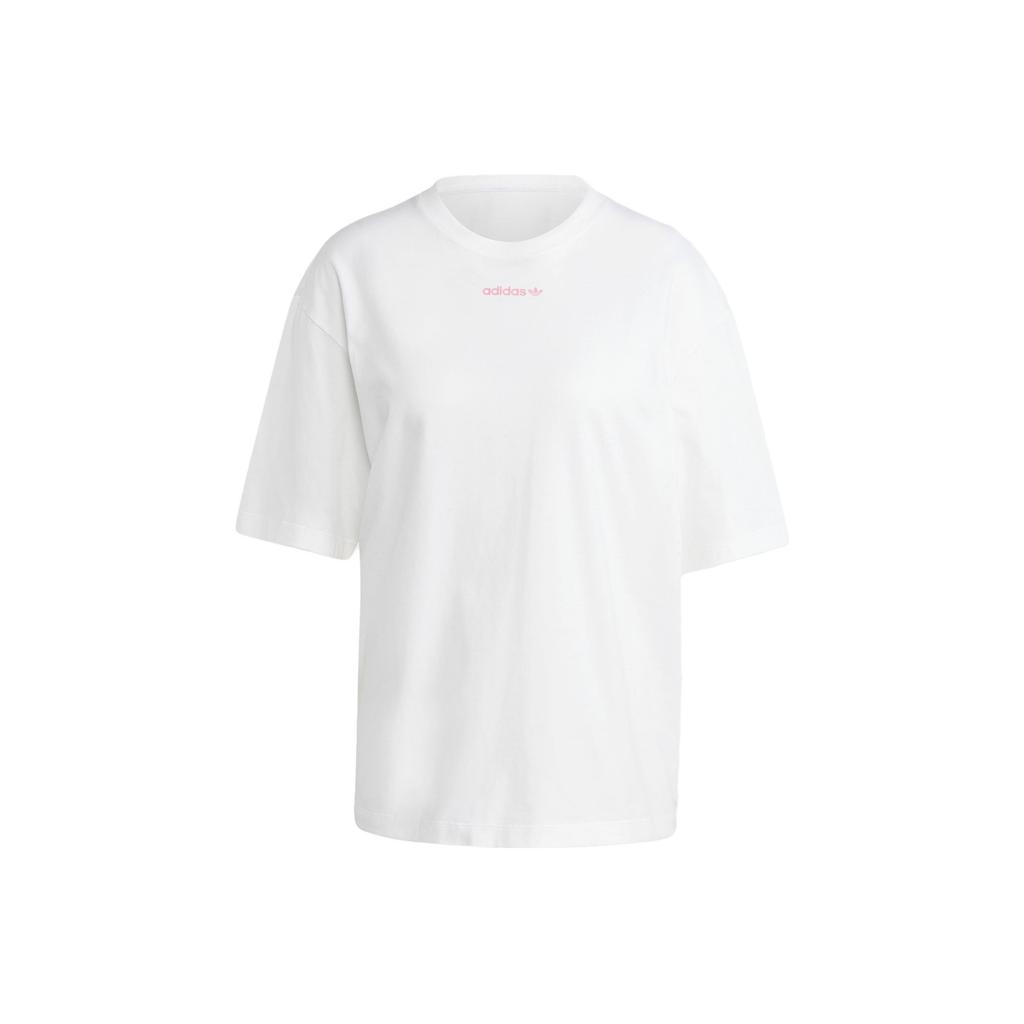 Adidas Футболка Originals Graphic Tee с принтом логотипа, круглым вырезом, свободная, с коротким рукавом, женские топы, белые IT8155