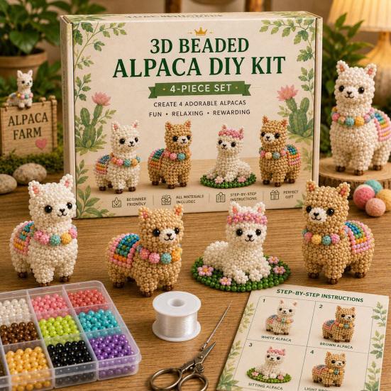 3D Beaded Animal Cute Beaded DIY Kit Frog Alpaca