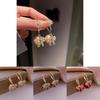 Korean Fashion Butterfly Pearl Hoop Earrings For Women With Electroplated Alloy