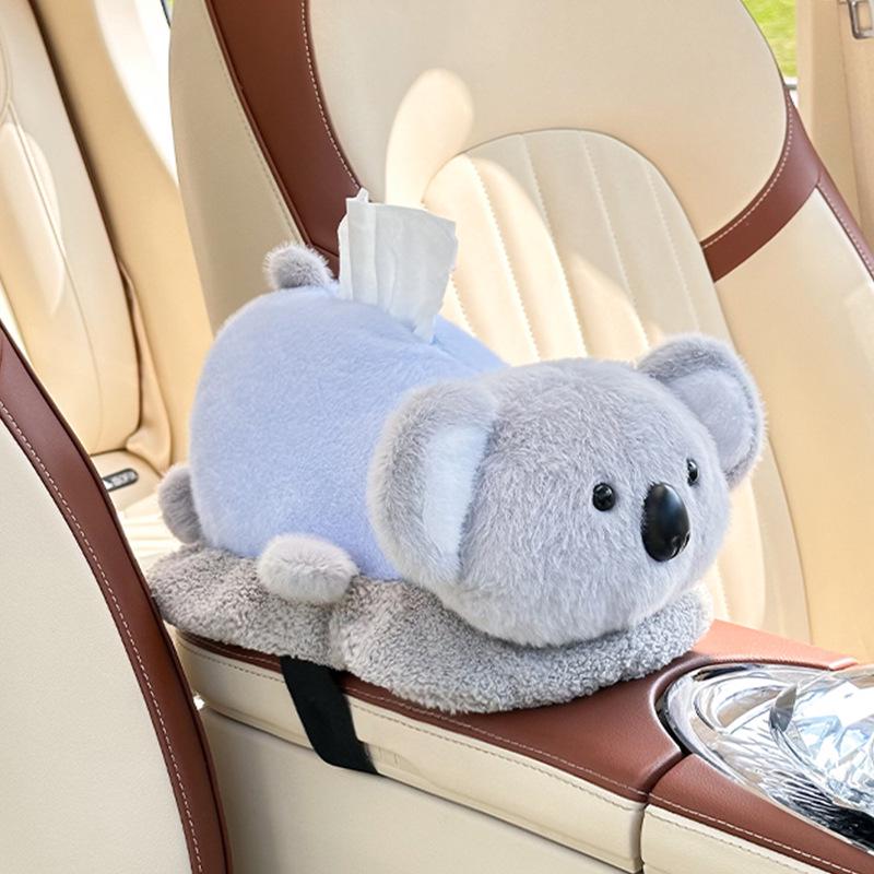 Plush Cartoon Car Tissue Box with Bamboo Charcoal for Deodorizing - Creative Armrest Doll Décor.