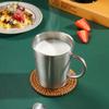 300ml Double-Layer Water Cup 304 Stainless Steel Thermal Coffee Beer Mug With Handle Gold Sliver Heat Insulation Coffee Cup