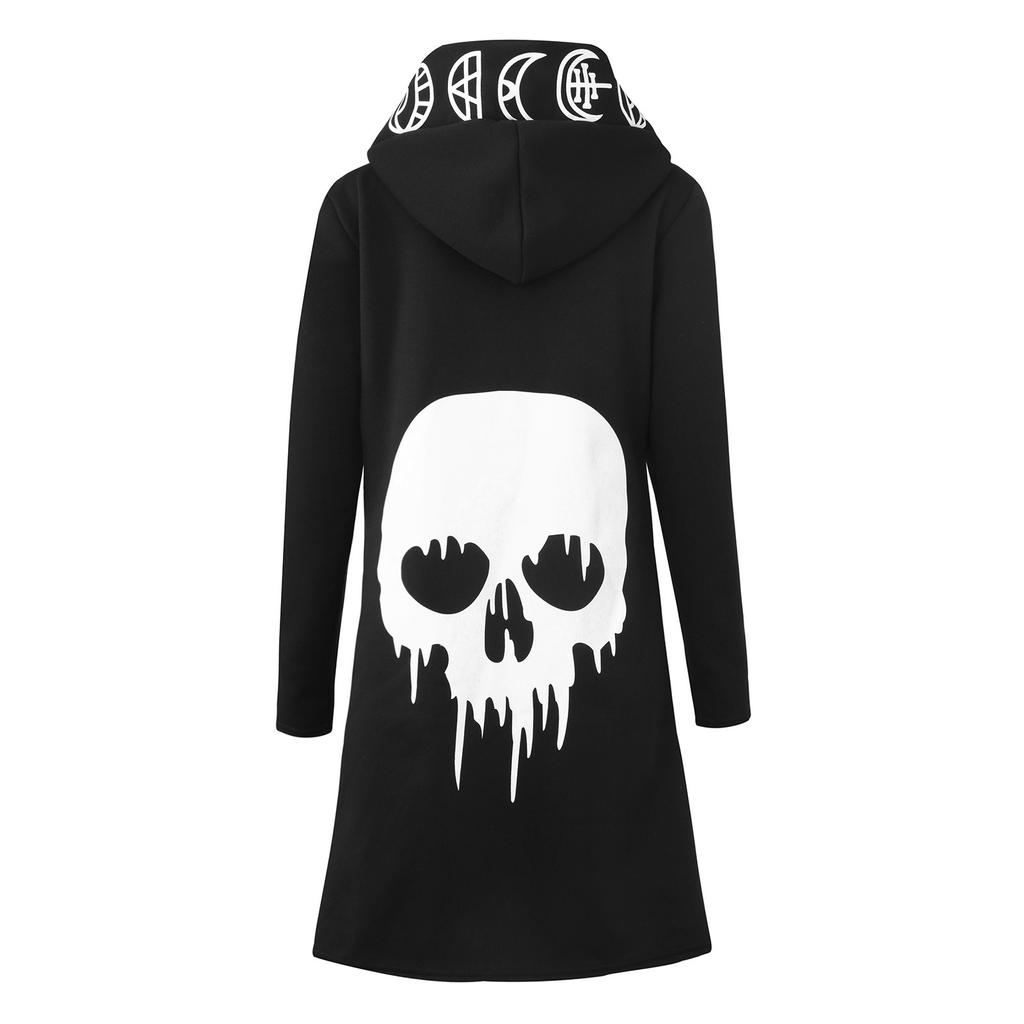 Женская винтажная готическая толстовка с длинным рукавом плюс размер, толстовка с капюшоном, кардиган, пальто