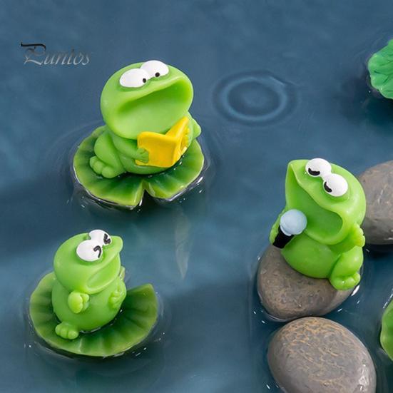 Mini Frog Figurines Cartoon Big Mouth Chorus Frog Statue for Moss Landscape Flower Pot Accessories Resin Miniature Desktop Ornament for Car Home Decor