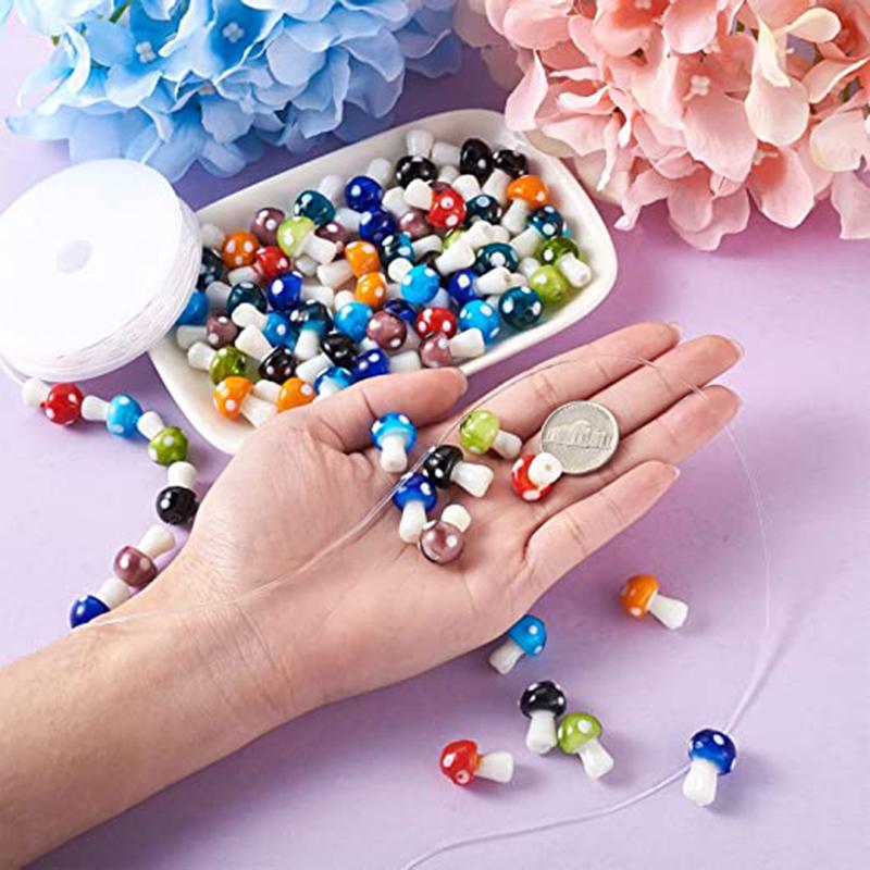 10-20Pcs 16x12mm Liuli Silica Lampwork Mushroom Beads Colourful Loose Glass Beads For Needlework DIY Jewelry Making Accessories