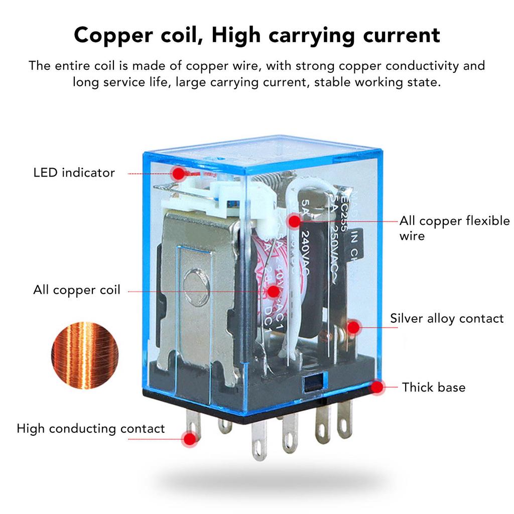 Миниатюрное промежуточное реле, 10 шт., 8 контактов, 2 открытия, 2 закрытия, силовое реле катушки для связи 110 В