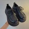 British Small Leather Shoes, Black Loafers, Women's 2025 Spring and Autumn New Thick-soled Lace-up Versatile Mary Jane Jk Single Shoes