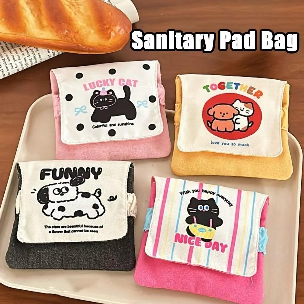Puppy Mini Cosmetic Bag Cat Cartoon Coin Purse Casual Sanitary Napkin Storage Bag  Travel