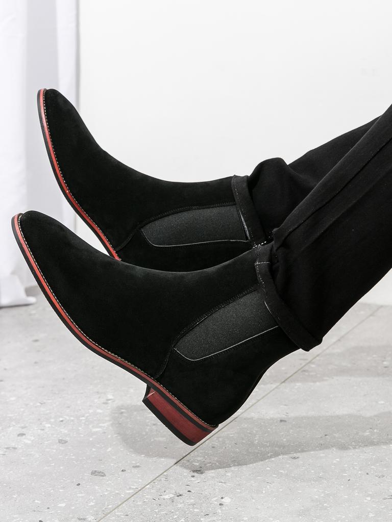 Fashion Winter New Chelsea Boots Mens Suede Leather Decent Men Ankle Boots Original Male Short Casual Shoes British Style Pointed Shoes