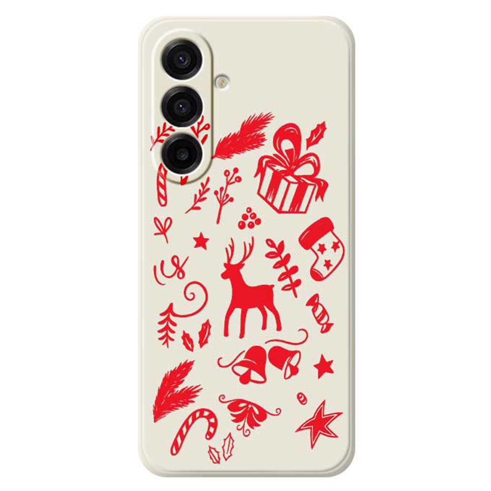 For Samsung Galaxy A17 5G Case Hand Drawn Christmas Pattern Printing Straight Edge TPU Phone Back Cover