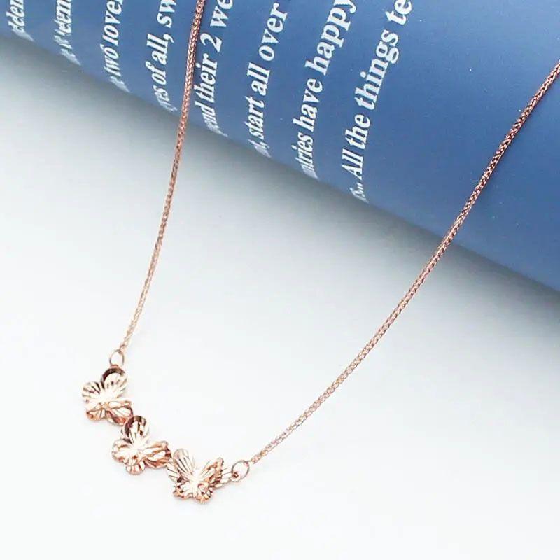 Purple Gold Butterfly Necklace, Simple Niche Temperament, Elegant Rose Gold-Plated Color Gold Chain